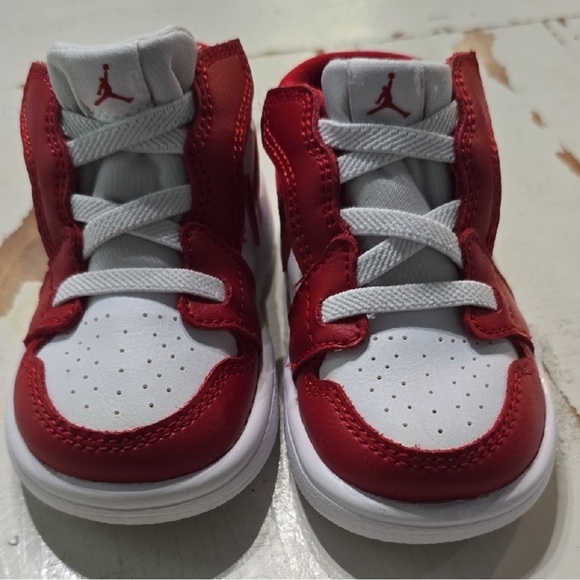 Jordan Kids Red and White Sneakers - Picture 1 of 5